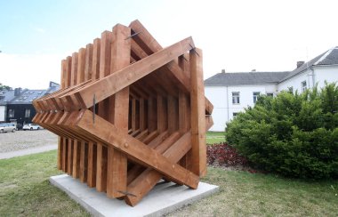 Avrupa 'nın katil Yahudileri için bir anıt. Kedainiai, Litvanya 1506 2017