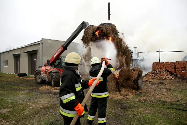 Burning Hay Rolls House 2017 — Stock Photo, Image