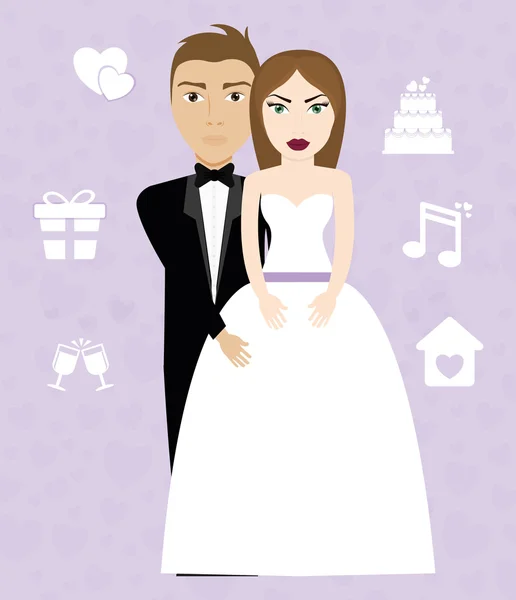 Conception de mariage heureux — Image vectorielle