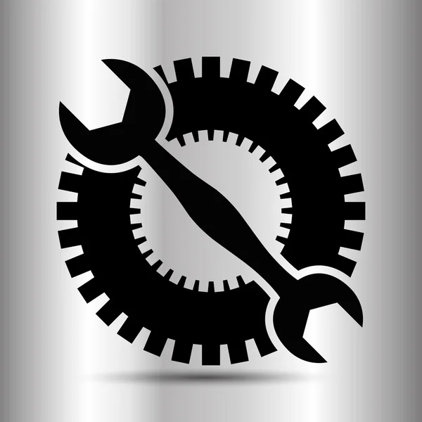 Rueda industrial con llave inglesa, ilustración vectorial — Vector de stock