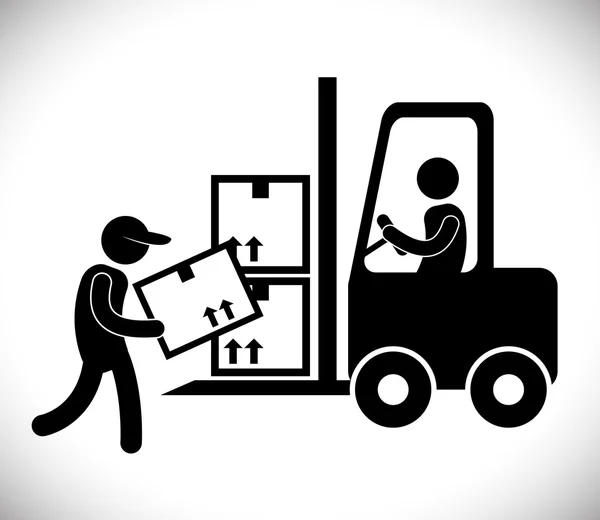 Logistiek en heftruck pictogram ontwerp — Stockvector