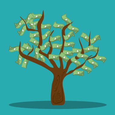 Ağaç tasarım, vektör çizim para tasarrufu ve faturaları