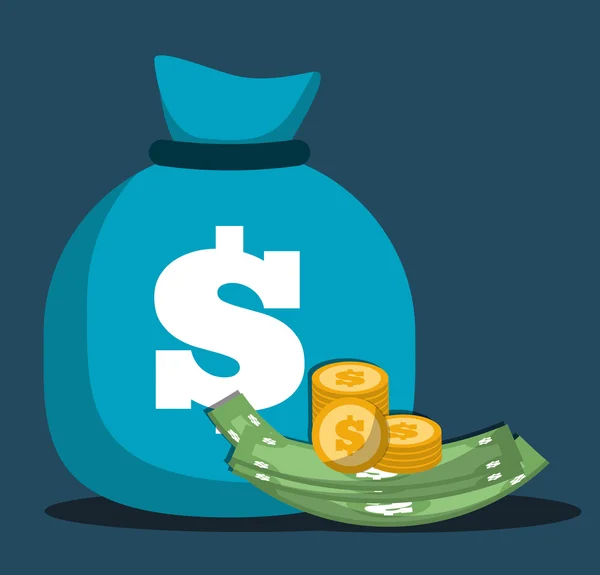 Ahorro de dinero y el diseño del icono de la bolsa de dinero, vector de ilustración — Vector de stock
