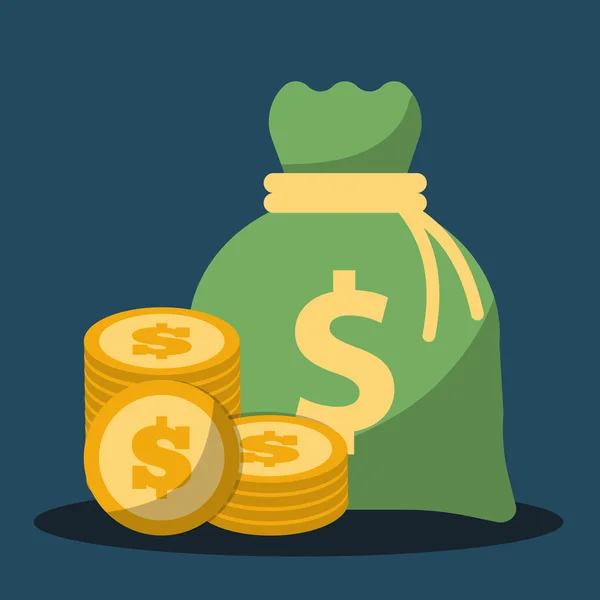 Money saving and money bag icon design, vector illustration — Stock Vector