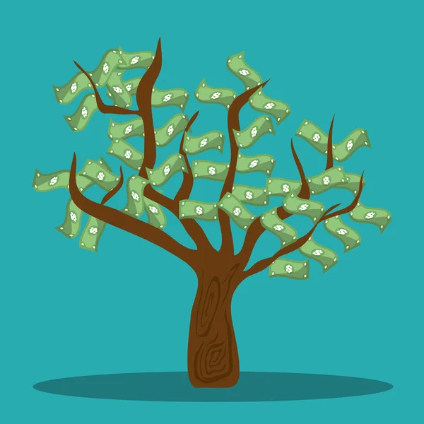 Risparmio di denaro e disegno albero fatture, illustrazione vettoriale — Vettoriale Stock