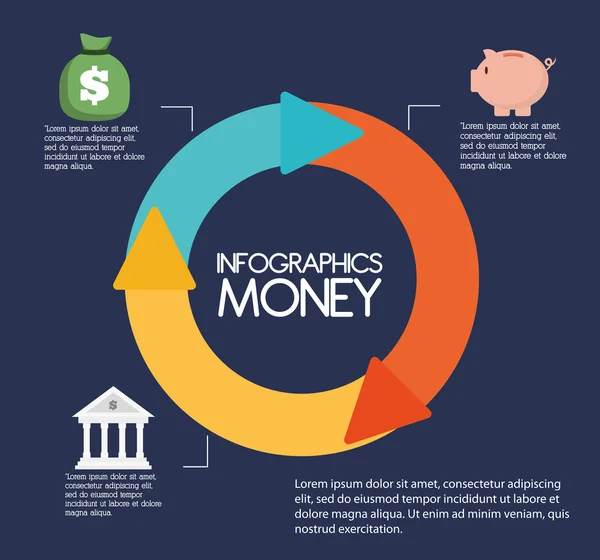 Infographics Money design, vector illustration — Stock Vector