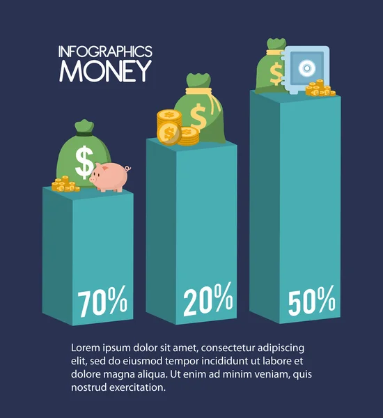 Infografías Diseño de dinero, ilustración vectorial — Vector de stock