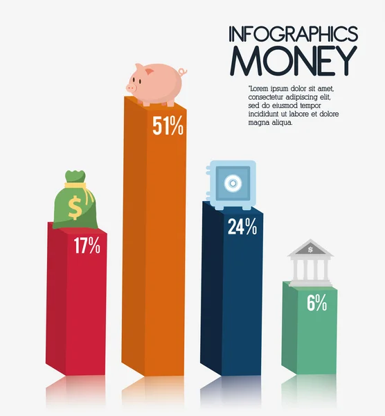 Infographics Money design, vector illustration — Stock Vector