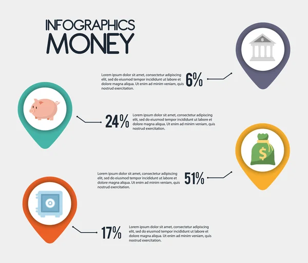 Infographics Money design, vector illustration — Stock Vector