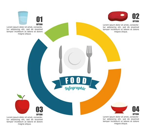 Infografías diseño de alimentos, ilustración vectorial — Vector de stock