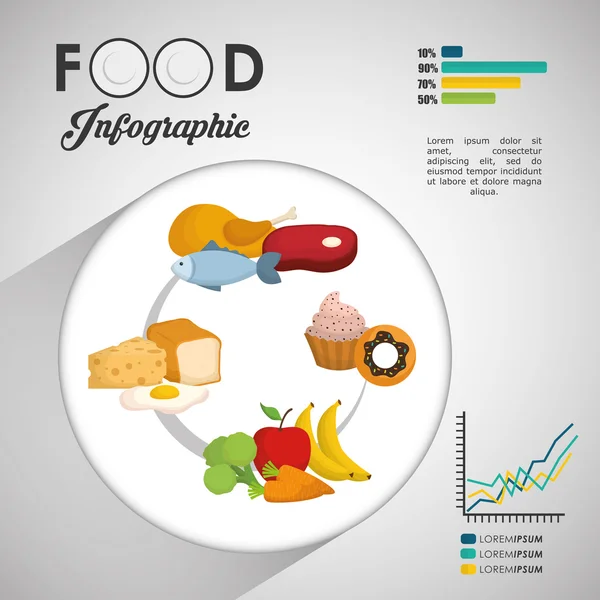 Infografías diseño de alimentos, ilustración vectorial — Vector de stock