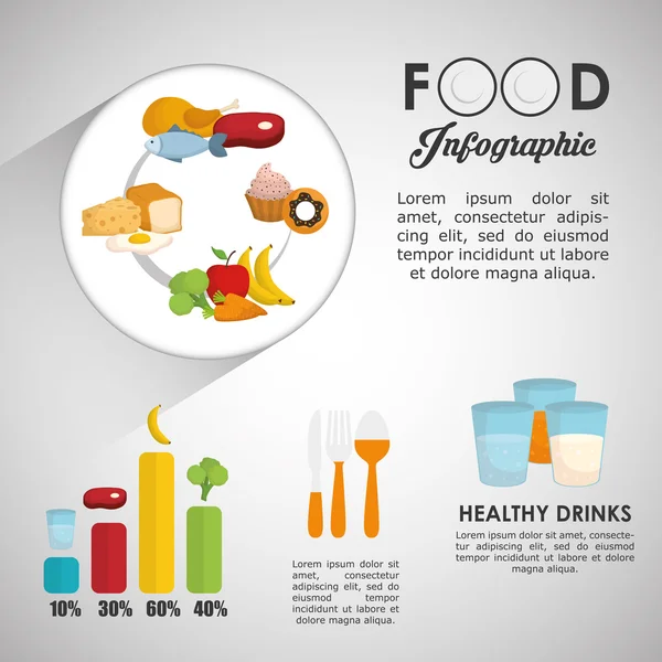 Infografías diseño de alimentos, ilustración vectorial — Vector de stock