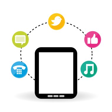 Sosyal medya ve tablet tasarım, vektör çizim