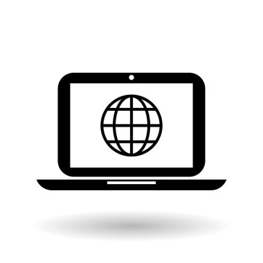 Sosyal medya ve laptop tasarım, vektör çizim