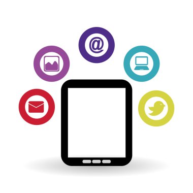 Sosyal medya ve tablet tasarım, vektör çizim