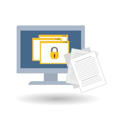 asma kilit ve belge tasarım, vektör çizim