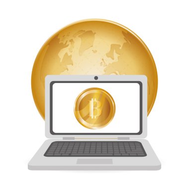 Bitcon simgesi tasarım, vektör çizim