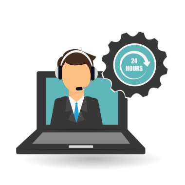 Teknik Servis ve Çağrı Merkezi simgesi tasarım, vektör çizim