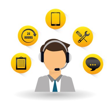 Teknik Servis ve Çağrı Merkezi simgesi tasarım, vektör çizim