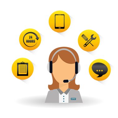 Teknik Servis ve Çağrı Merkezi simgesi tasarım, vektör çizim