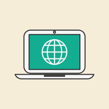 Sosyal medya ve laptop tasarım, vektör çizim