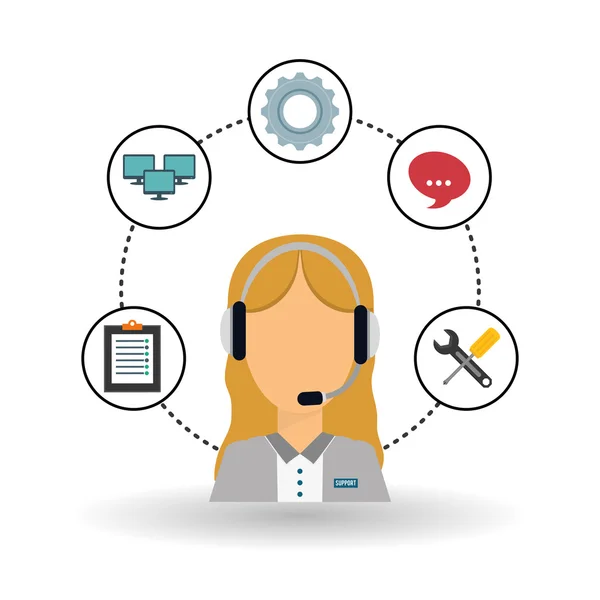 Technischer Service und Call Center Icon Design, Vektorillustration — Stockvektor