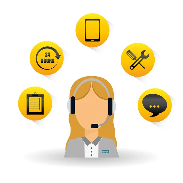 Technische dienst en call center pictogram ontwerp, vectorillustratie — Stockvector