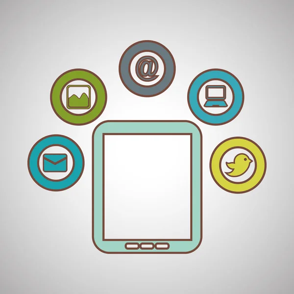 Diseño de redes sociales y tabletas, ilustración vectorial — Vector de stock