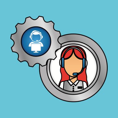 Teknik Servis ve Çağrı Merkezi simgesi tasarım, vektör çizim