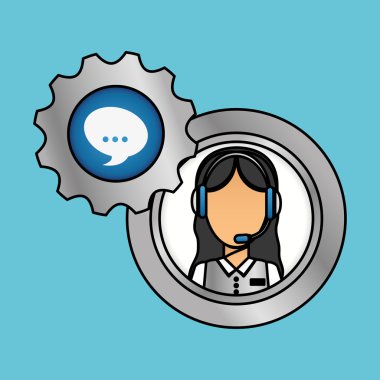 Teknik Servis ve Çağrı Merkezi simgesi tasarım, vektör çizim