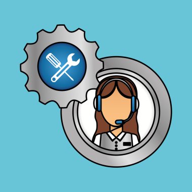 Teknik Servis ve Çağrı Merkezi simgesi tasarım, vektör çizim