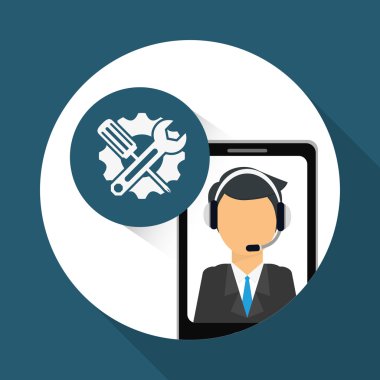 Teknik Servis ve Çağrı Merkezi simgesi tasarım, vektör çizim