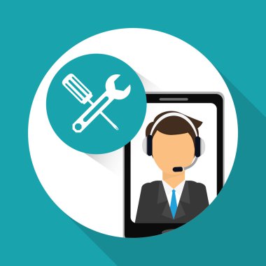 Teknik Servis ve Çağrı Merkezi simgesi tasarım, vektör çizim