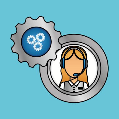 Teknik Servis ve Çağrı Merkezi simgesi tasarım, vektör çizim