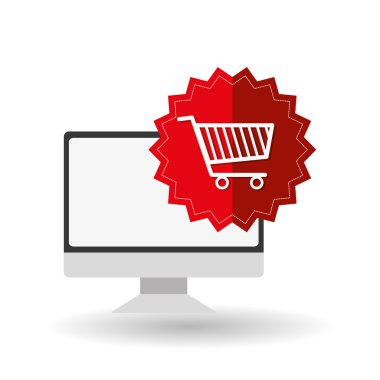 alışveriş sepeti ve bilgisayar tasarım, vektör çizim
