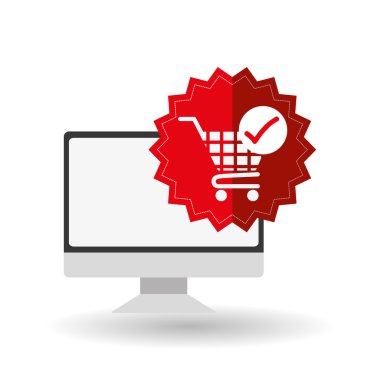 alışveriş sepeti ve bilgisayar tasarım, vektör çizim