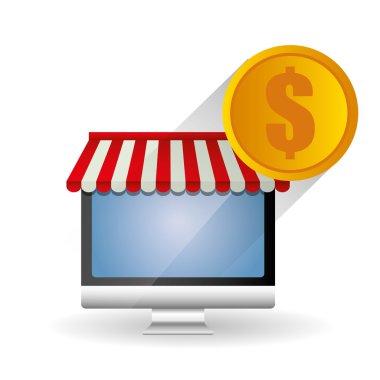Online alışveriş ve bilgisayar tasarım, vektör çizim