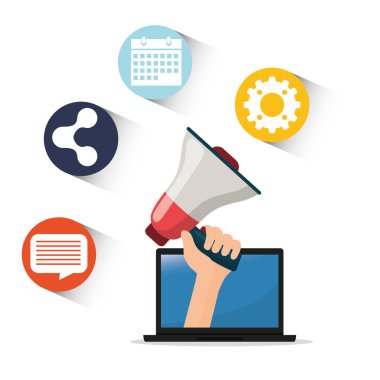 Dijital pazarlama ve e-ticaret tasarım, vektör çizim