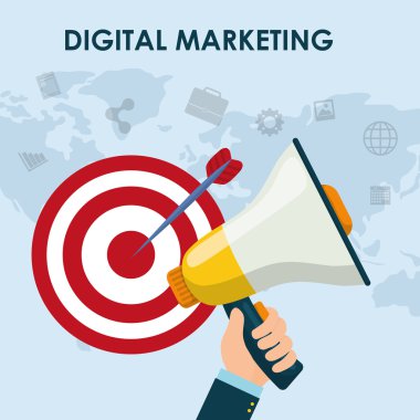 Dijital pazarlama ve e-ticaret tasarım, vektör çizim