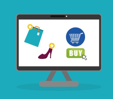 Dijital pazarlama ve e-ticaret tasarım, vektör çizim