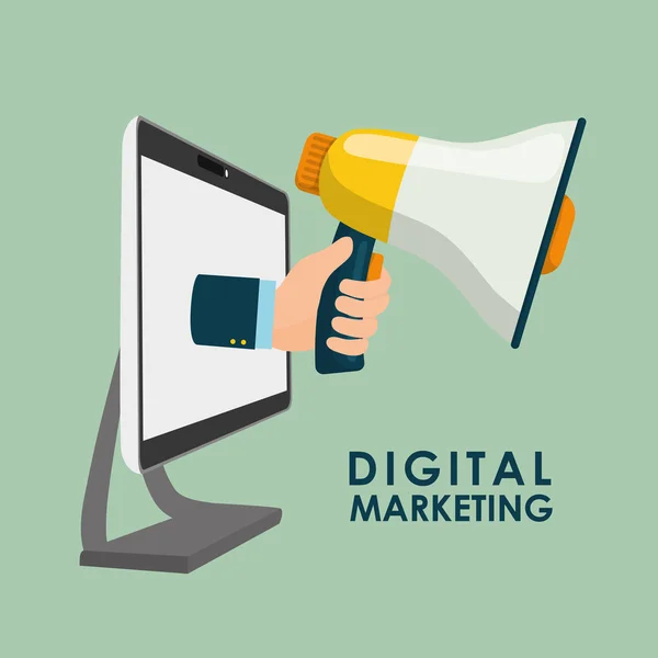 Digitales Marketing und E-Commerce-Design, Vektorillustration — Stockvektor