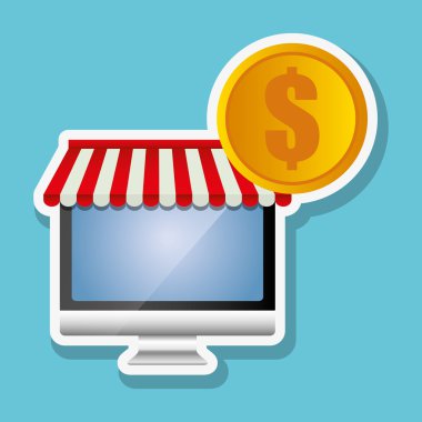 Online alışveriş ve bilgisayar tasarım, vektör çizim, illüstrasyon vektör