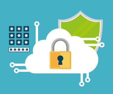 Güvenlik sistemi, vektör çizim renkli tasarım