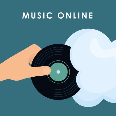Online müzik, vektör çizim, grafik tasarım