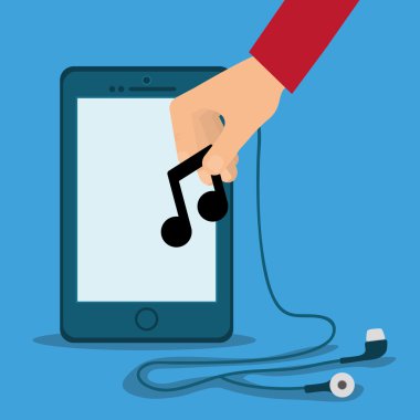 Online müzik, vektör çizim, grafik tasarım