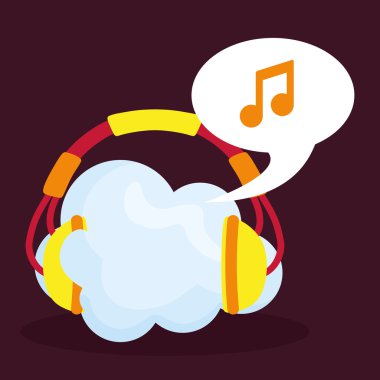 Online müzik, vektör çizim, grafik tasarım