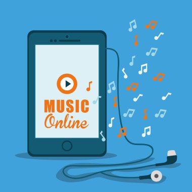 Online müzik, vektör çizim, grafik tasarım