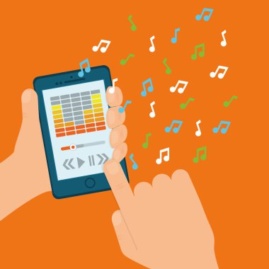 Online müzik, vektör çizim, grafik tasarım