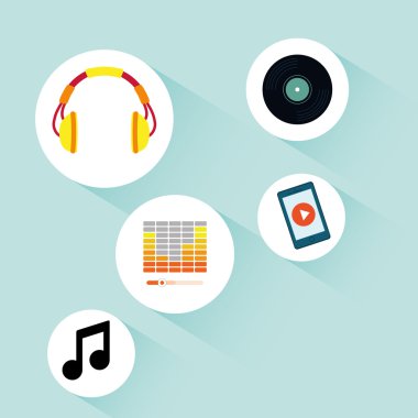 Online müzik, vektör çizim, grafik tasarım