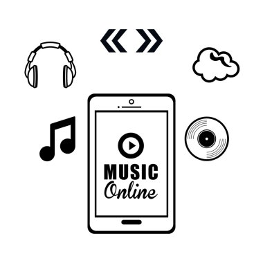 Online müzik, vektör çizim, grafik tasarım